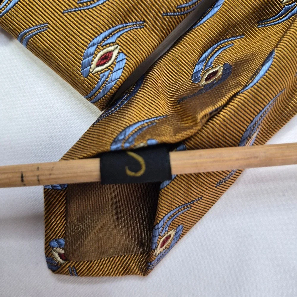 Robert Talbott Studio Repp Tie Mens Gold Blue Abstract Silk Necktie Professional